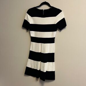 BCBGMaxAzria Black and White Striped Mini Dress